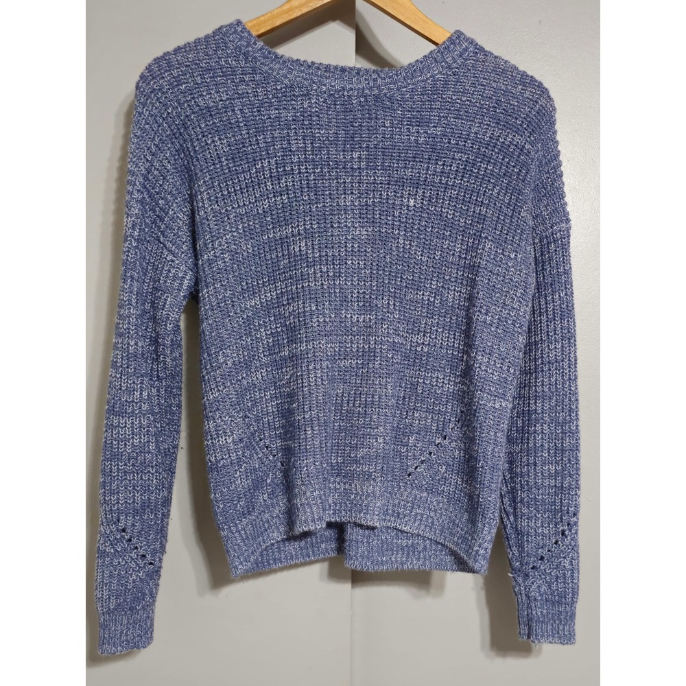 Hippie Rose Blue Marled Twist Back Keyhole Sweater Small